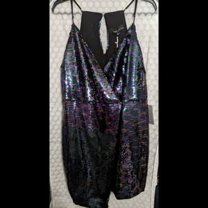 Adelyn Rae Sequin Wrap Dress Asymmetrical